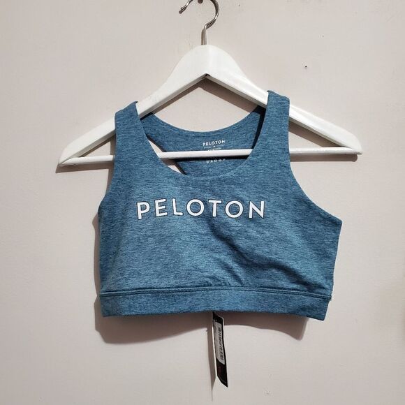PELOTON WOMENS SZ SMALL HEATHERED TEAL STRAPPY BACK SPORTS BRA  (FA121)… - Picture 1 of 7